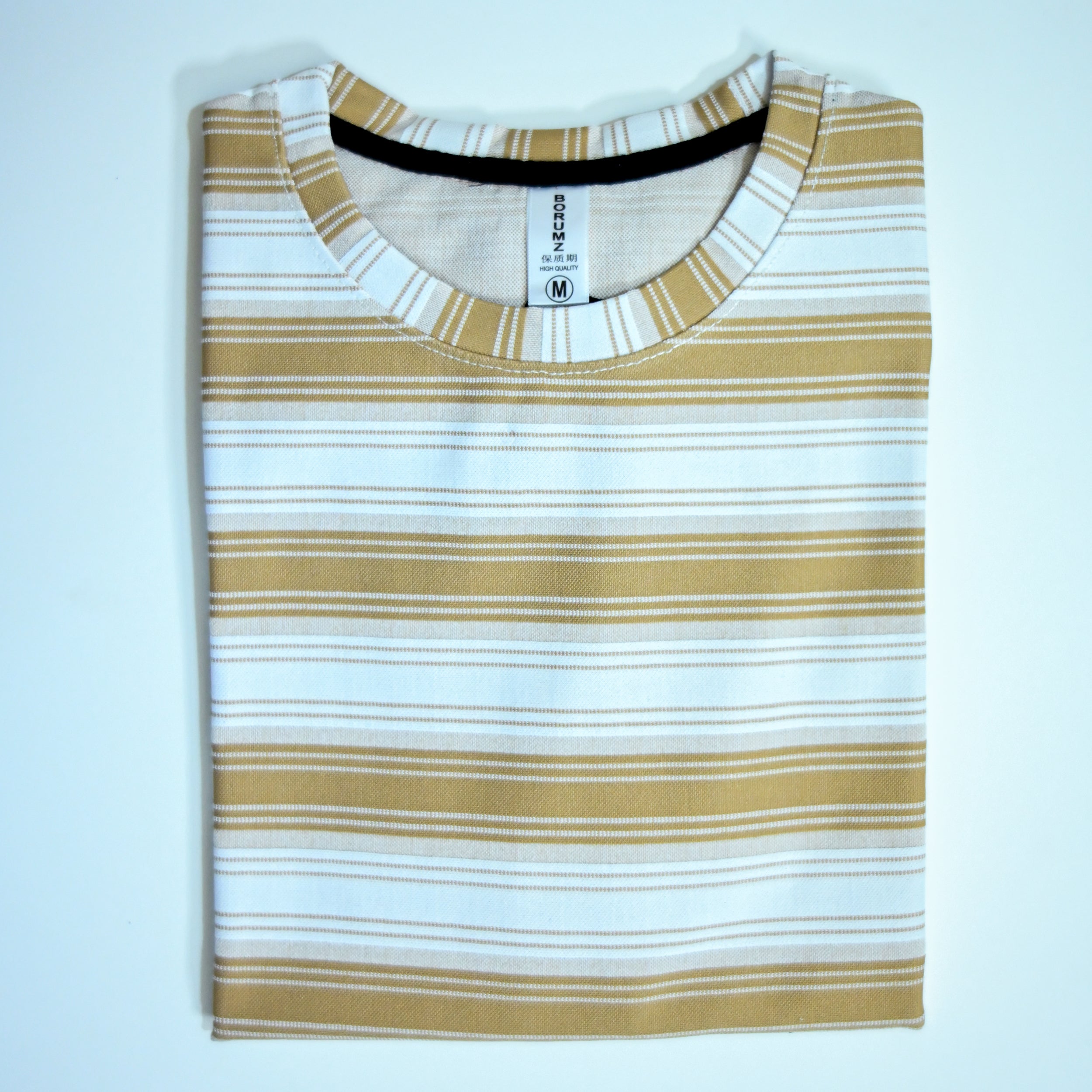 White & Mustard Yellow Striped Oversized T-Shirt | Relaxed Fit Tee