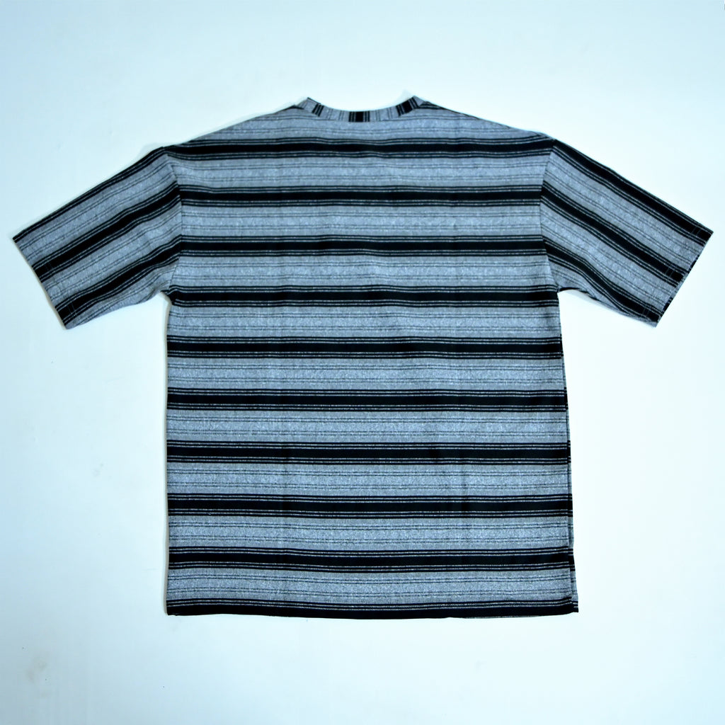 Grey & Black Wide Striped Oversized T-Shirt | Relaxed Fit Tee