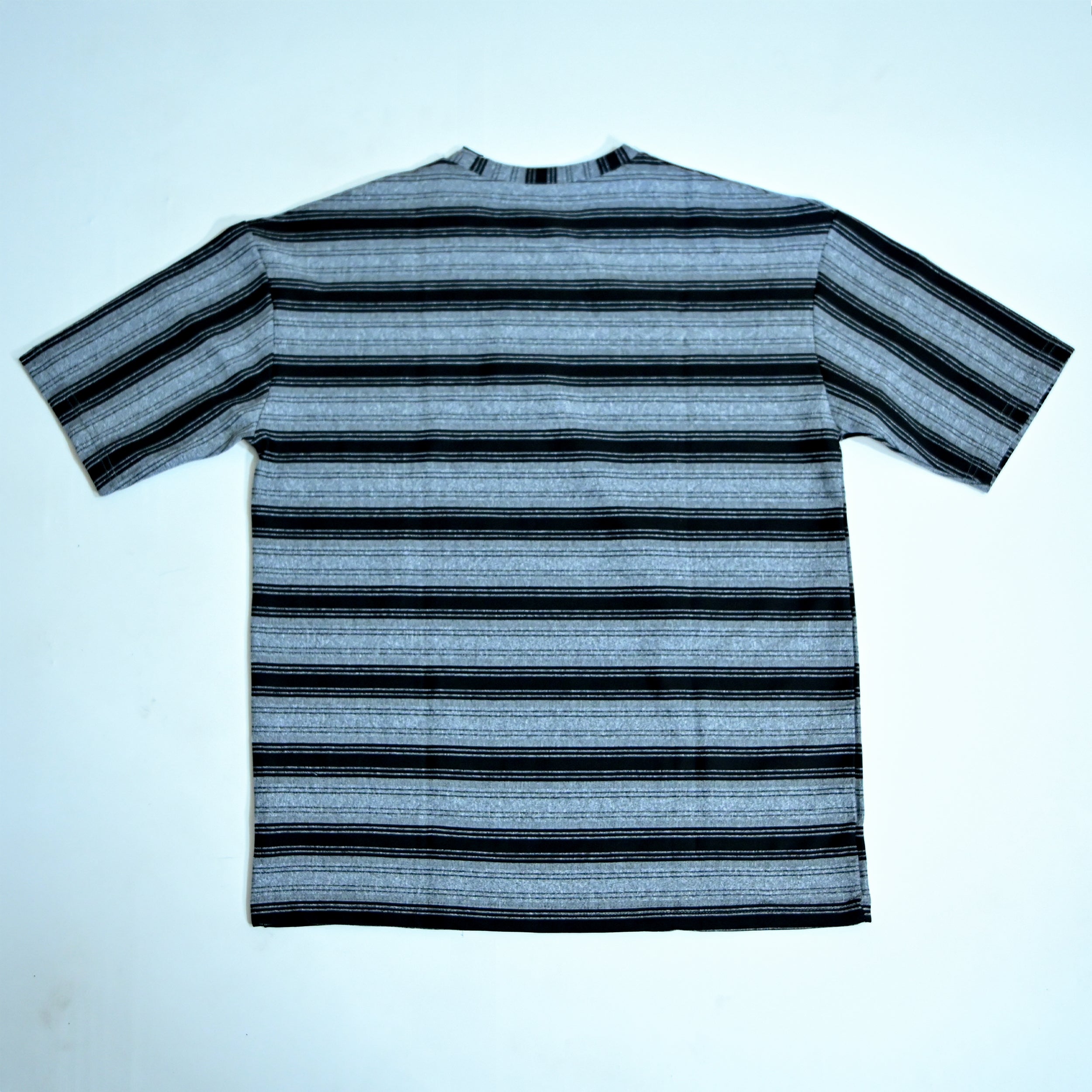 Grey & Black Wide Striped Oversized T-Shirt | Relaxed Fit Tee