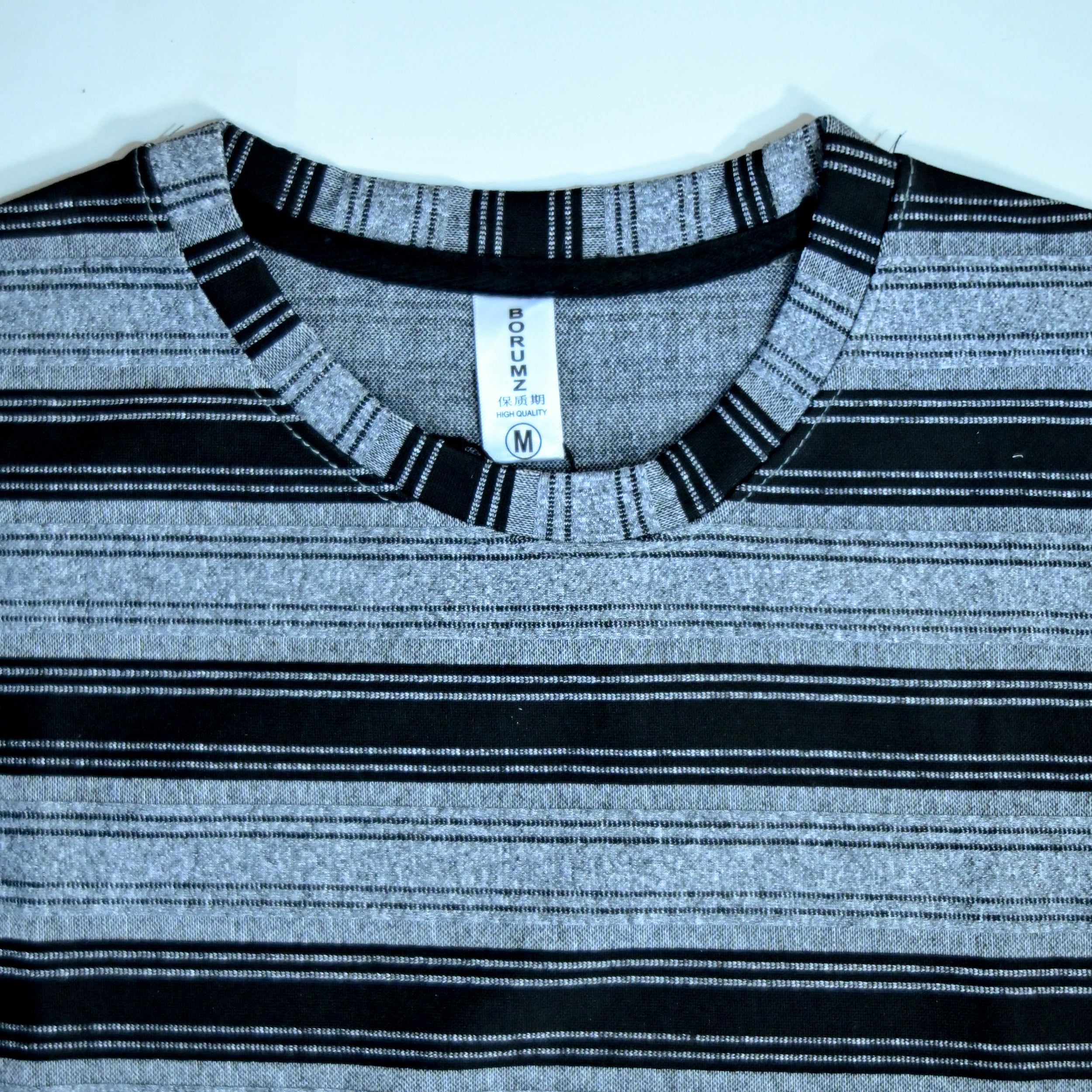 Grey & Black Wide Striped Oversized T-Shirt | Relaxed Fit Tee