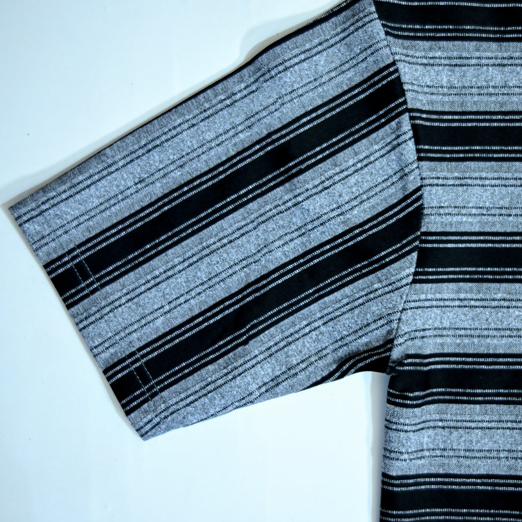 Grey & Black Wide Striped Oversized T-Shirt | Relaxed Fit Tee