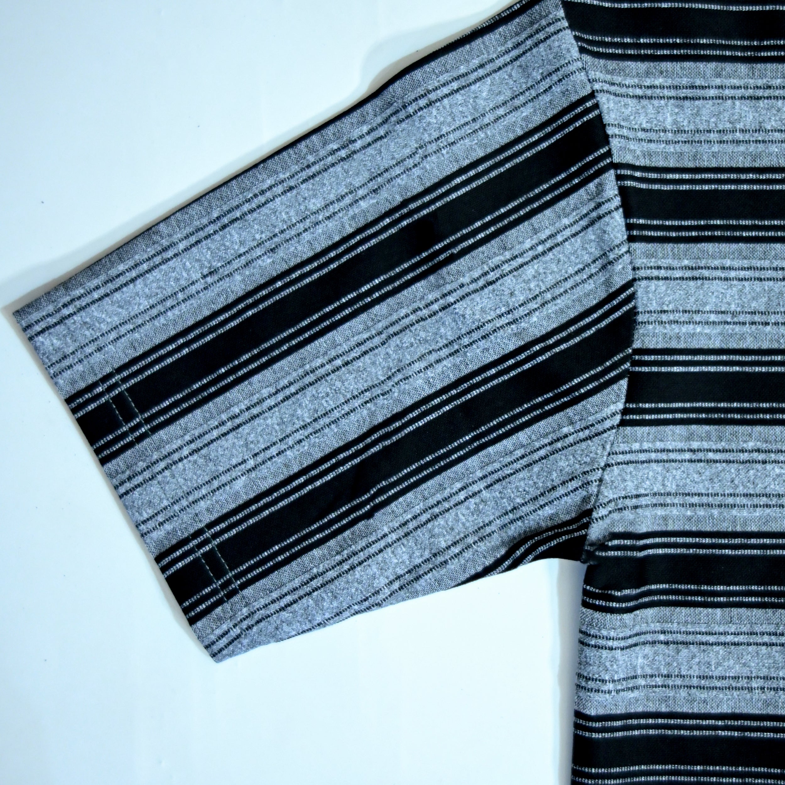 Grey & Black Wide Striped Oversized T-Shirt | Relaxed Fit Tee