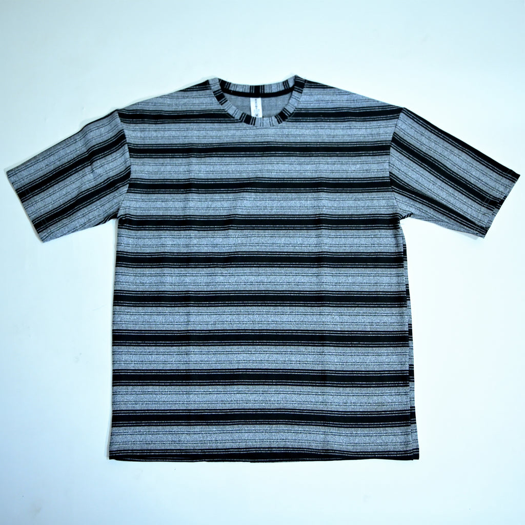 Grey & Black Wide Striped Oversized T-Shirt | Relaxed Fit Tee