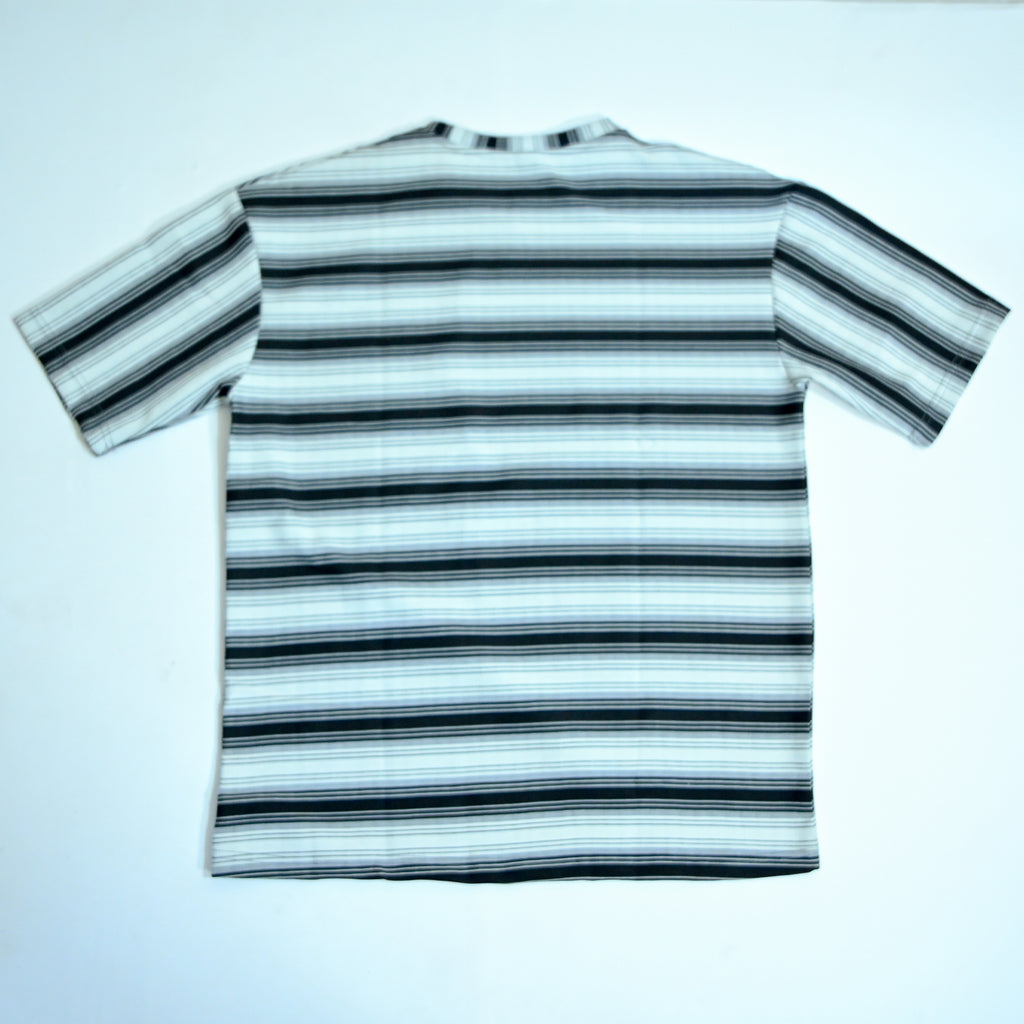 Off Shoulder Baggy T-Shirt | Multi Stripe - White & Black | Premium Oversized Cotton Tee