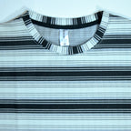Off Shoulder Baggy T-Shirt - Multi Stripe - White & Black