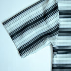Off Shoulder Baggy T-Shirt - Multi Stripe - White & Black