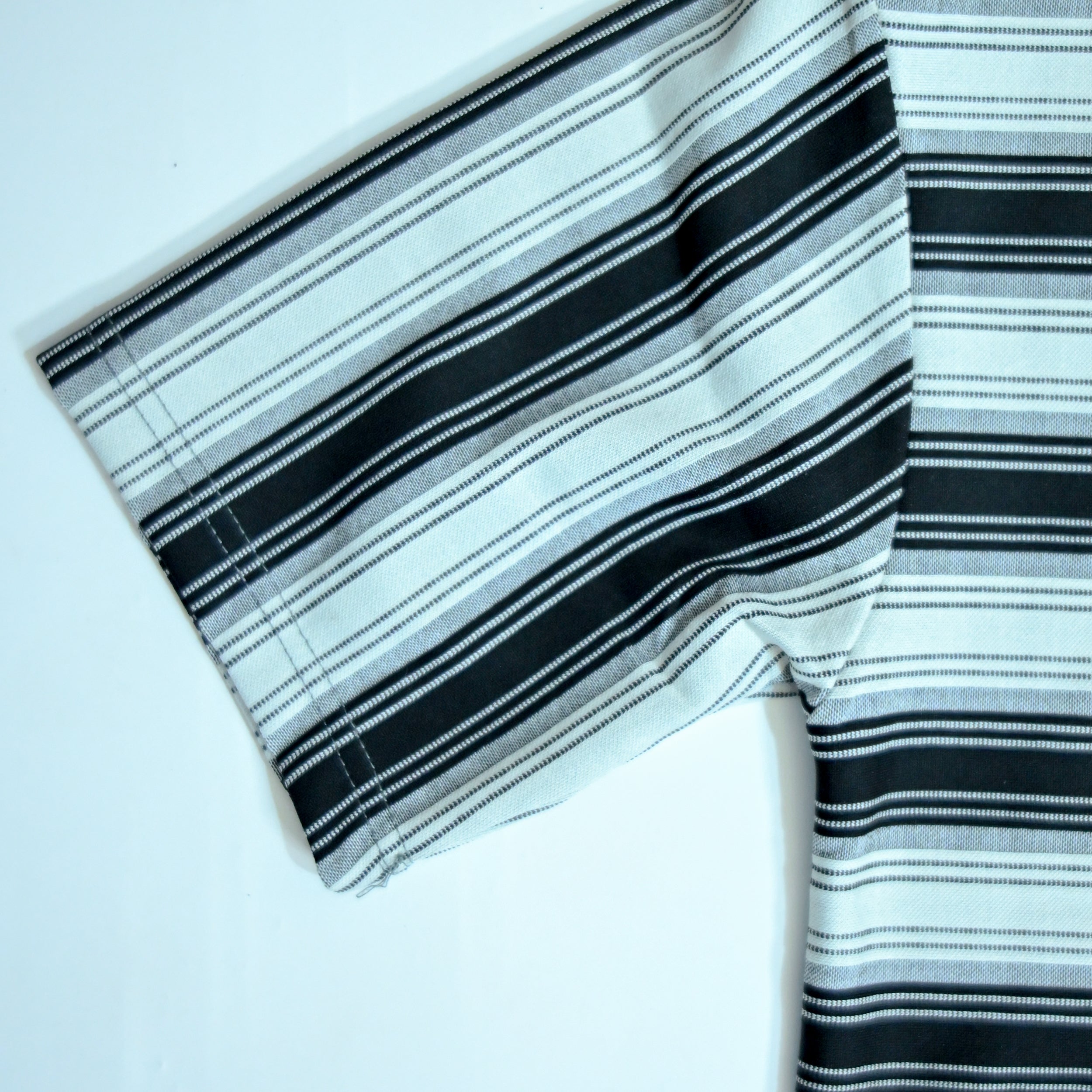 Off Shoulder Baggy T-Shirt | Multi Stripe - White & Black | Premium Oversized Cotton Tee
