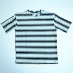 Off Shoulder Baggy T-Shirt - Multi Stripe - White & Black