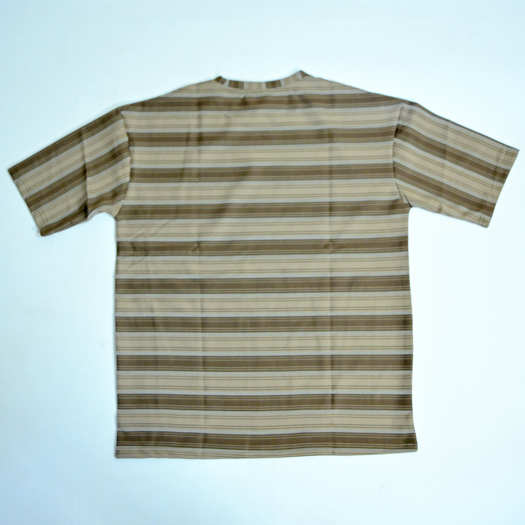 Off Shoulder Baggy T-Shirt | Multi Stripe - Brown & Beige | Premium Oversized Cotton Tee