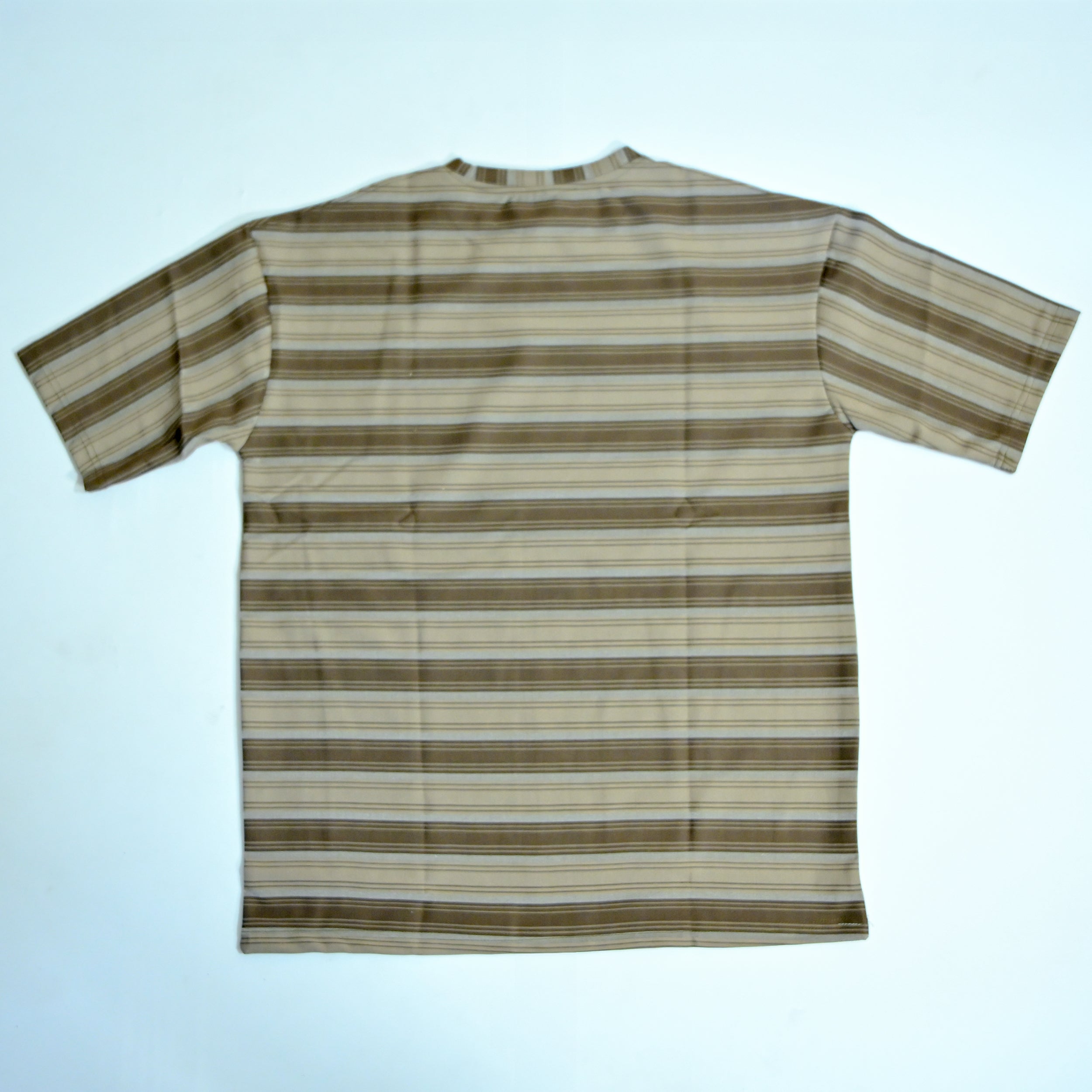 Off Shoulder Baggy T-Shirt | Multi Stripe - Brown & Beige | Premium Oversized Cotton Tee