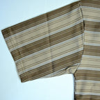 Off Shoulder Baggy T-Shirt - Multi Stripe - Brown & Beige