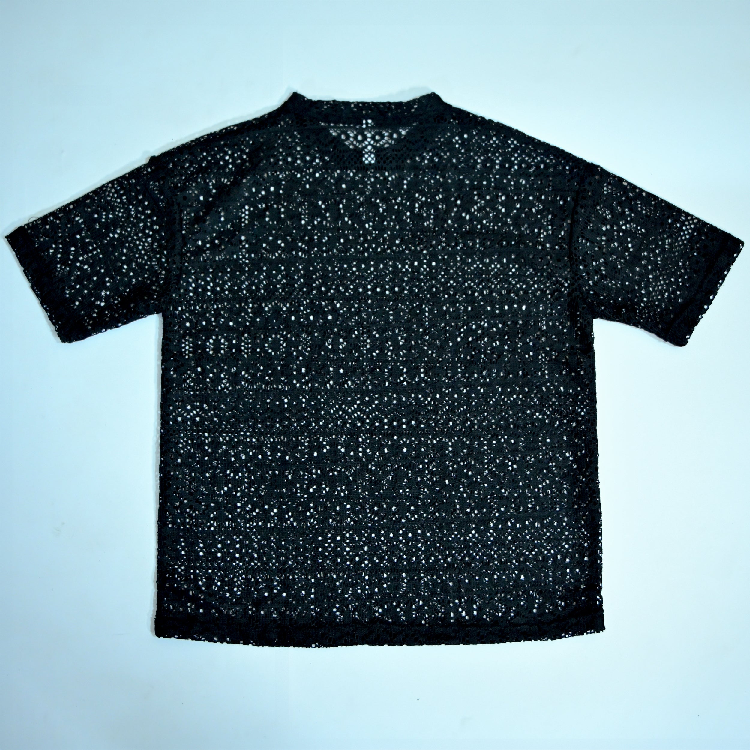 Summer Mesh Knit T-Shirt - Black | Crochet Knit Oversized Tee