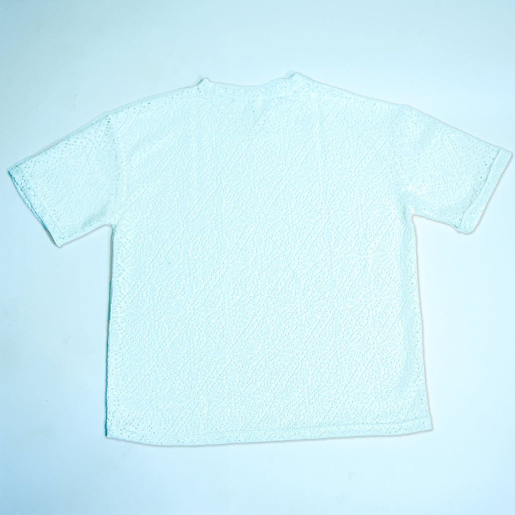 Summer Mesh Knit T-Shirt - White | Premium Crochet Knit Oversized Tee
