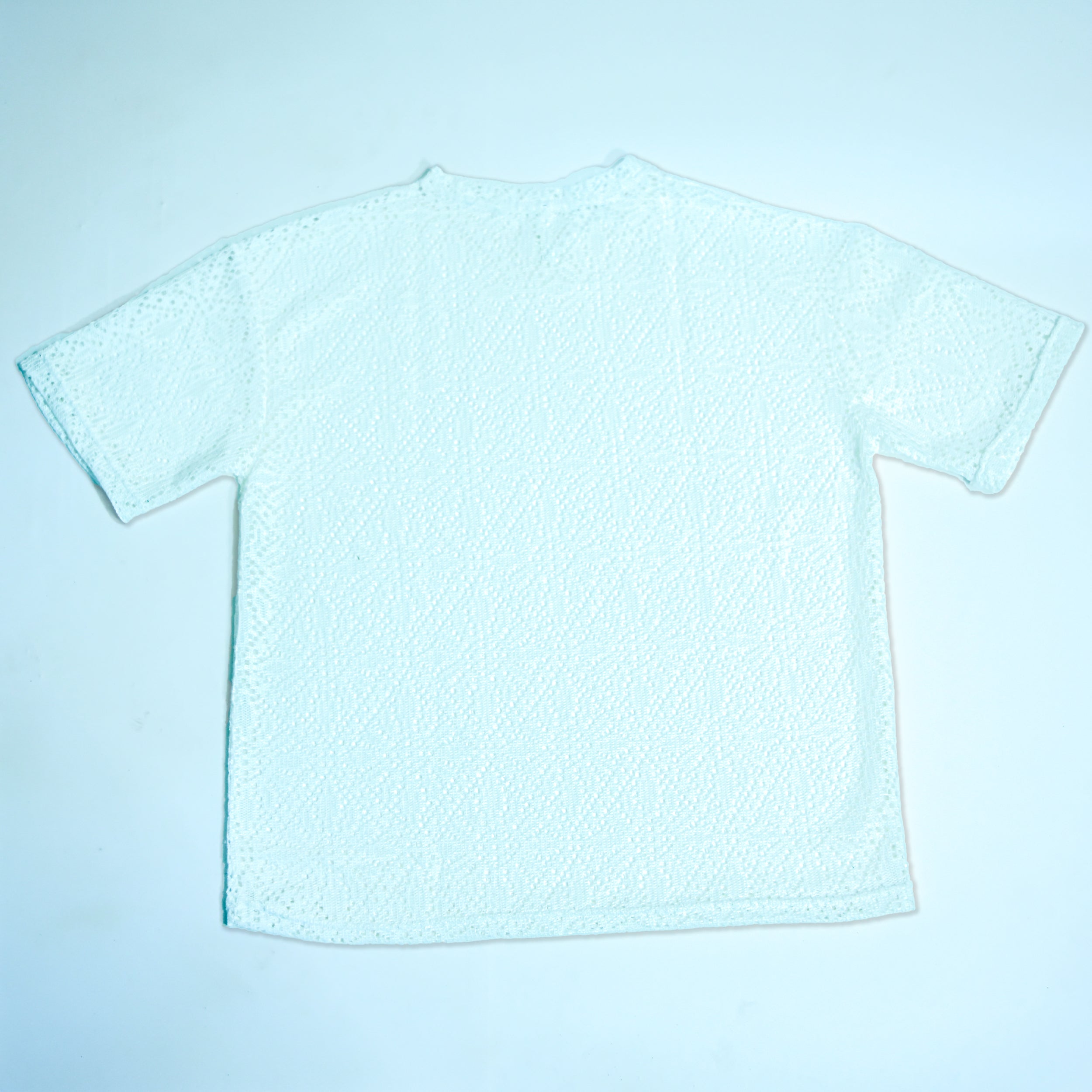 Summer Mesh Knit T-Shirt - White | Premium Crochet Knit Oversized Tee