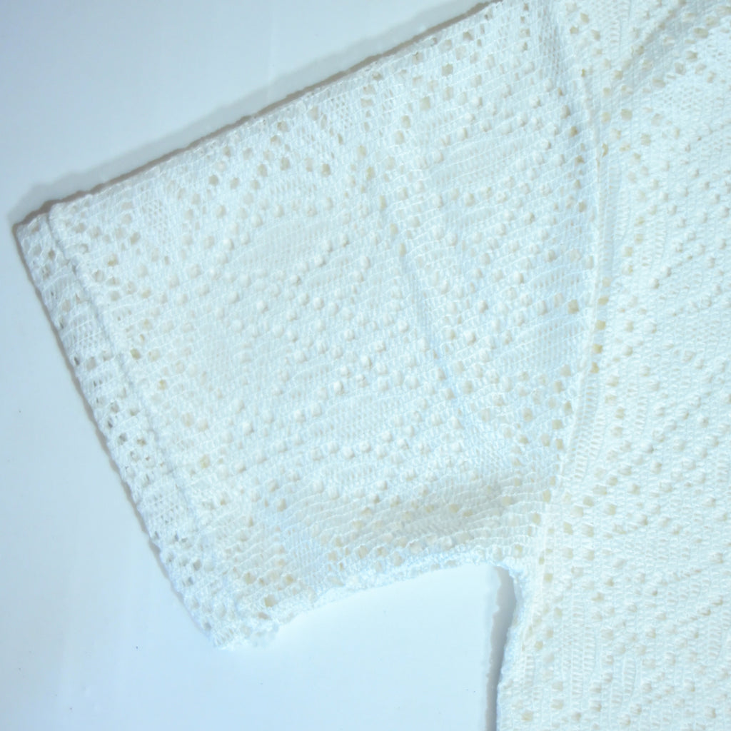 Summer Mesh Knit T-Shirt - White | Premium Crochet Knit Oversized Tee