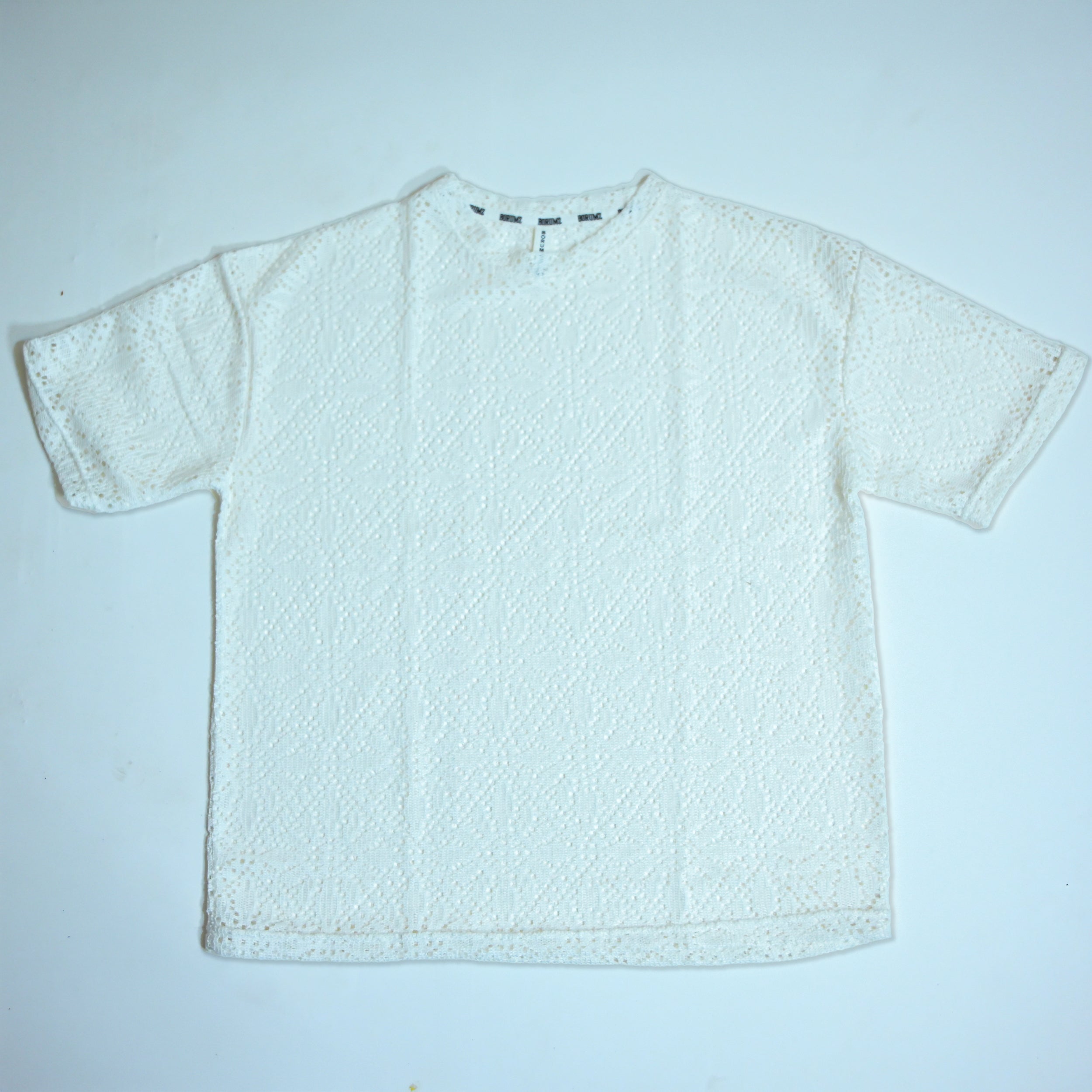 Summer Mesh Knit T-Shirt - White | Premium Crochet Knit Oversized Tee