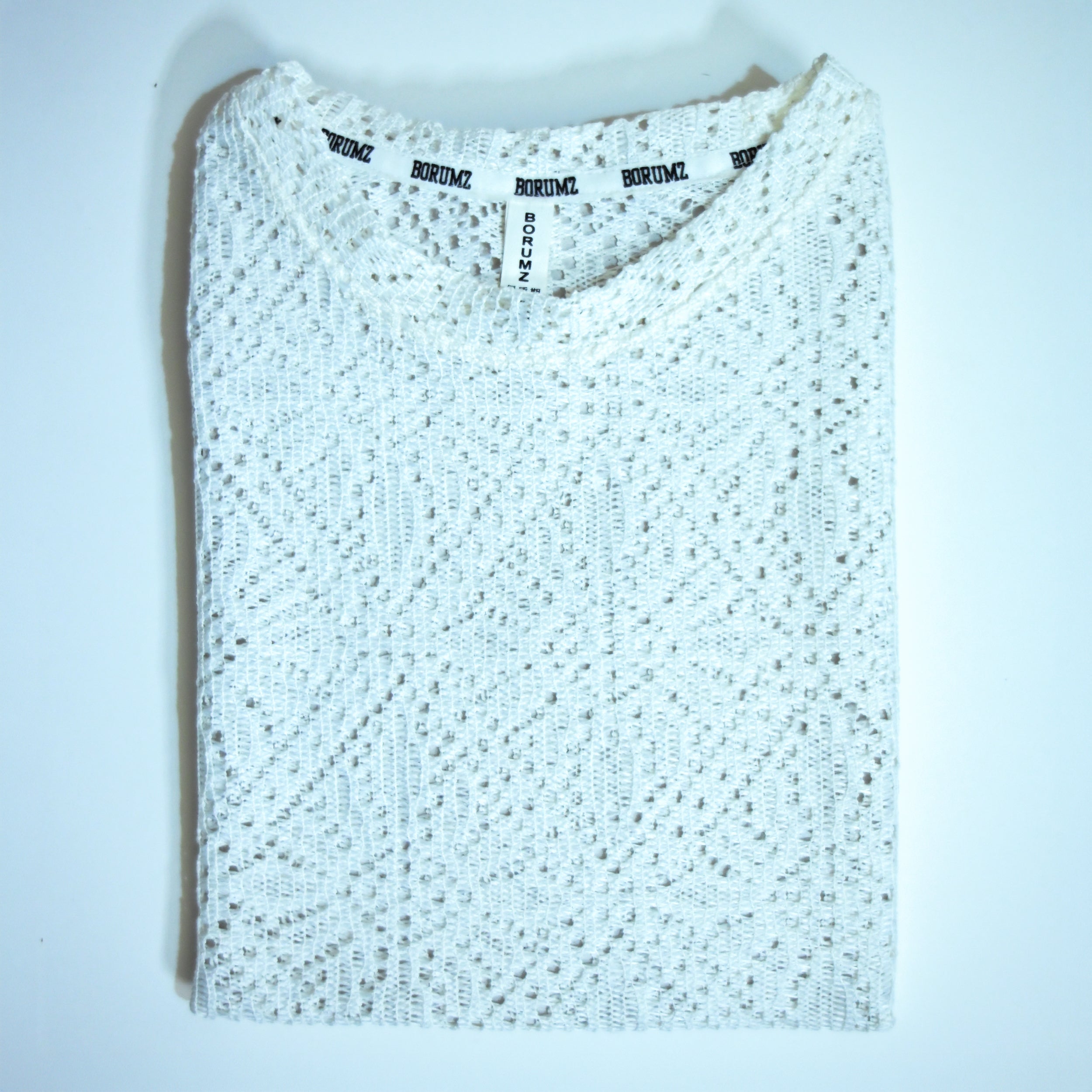 Summer Mesh Knit T-Shirt - White | Premium Crochet Knit Oversized Tee