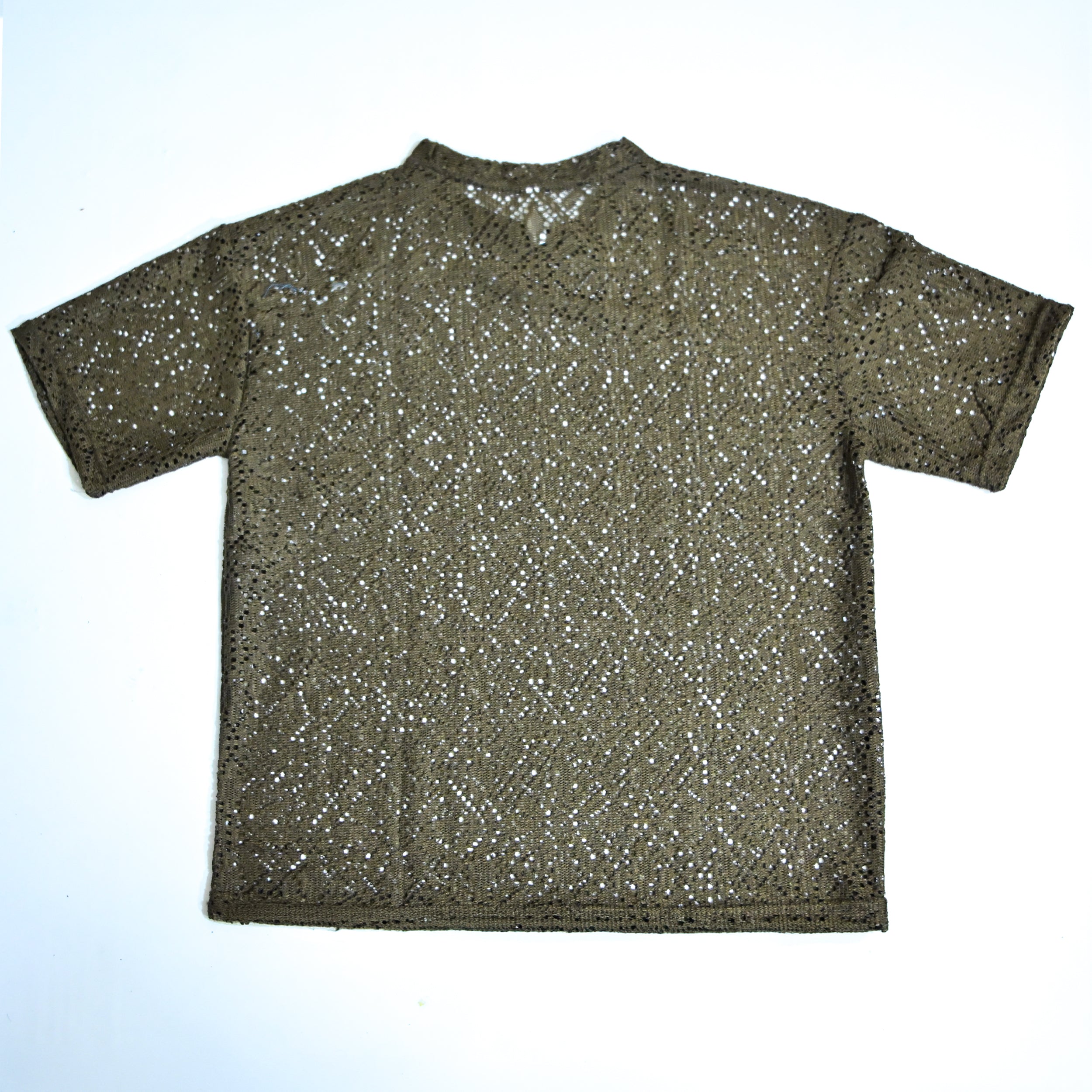 Summer Mesh Knit T-Shirt - Army Green | Premium Crochet Knit Oversized Tee