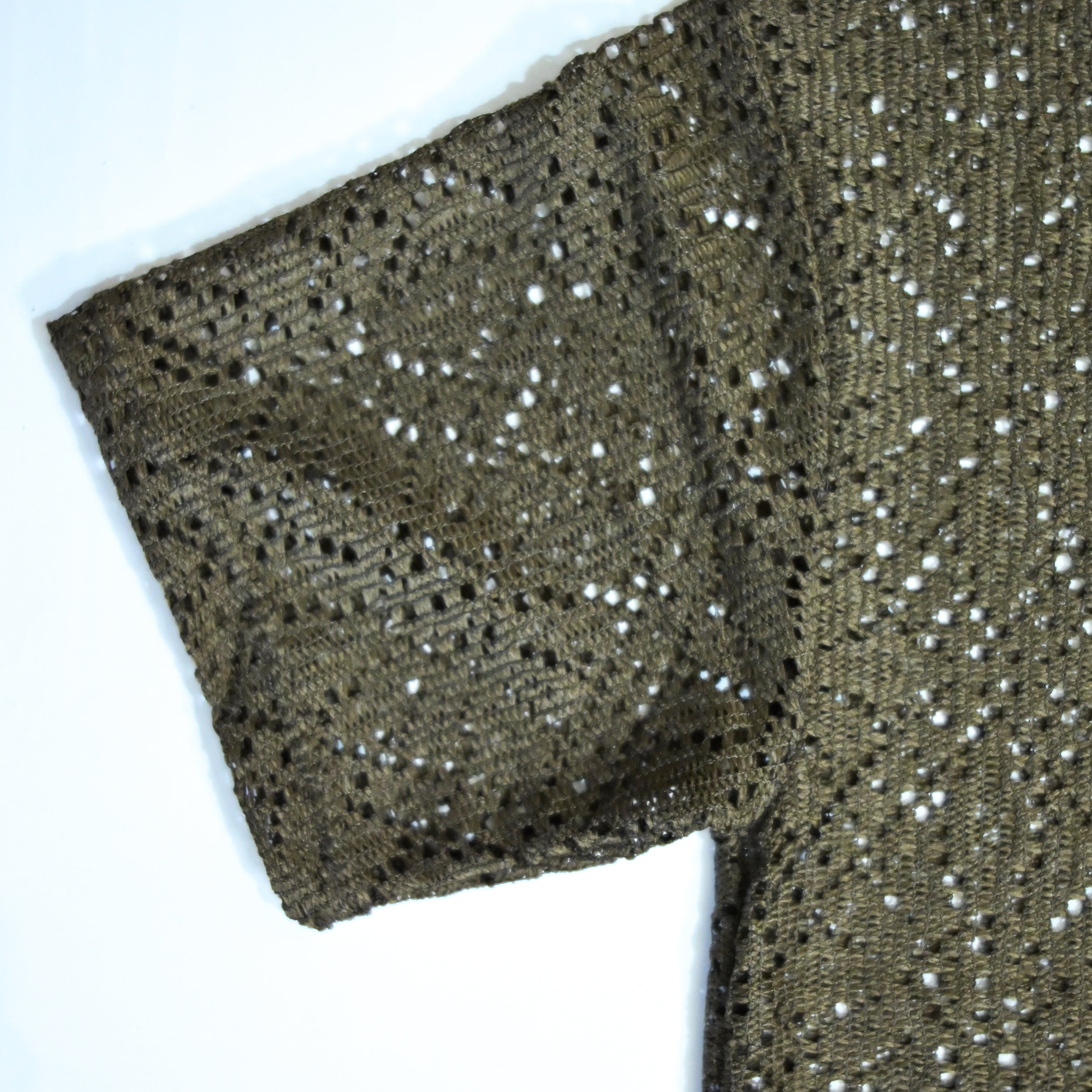 Summer Mesh Knit T-Shirt - Army Green | Premium Crochet Knit Oversized Tee