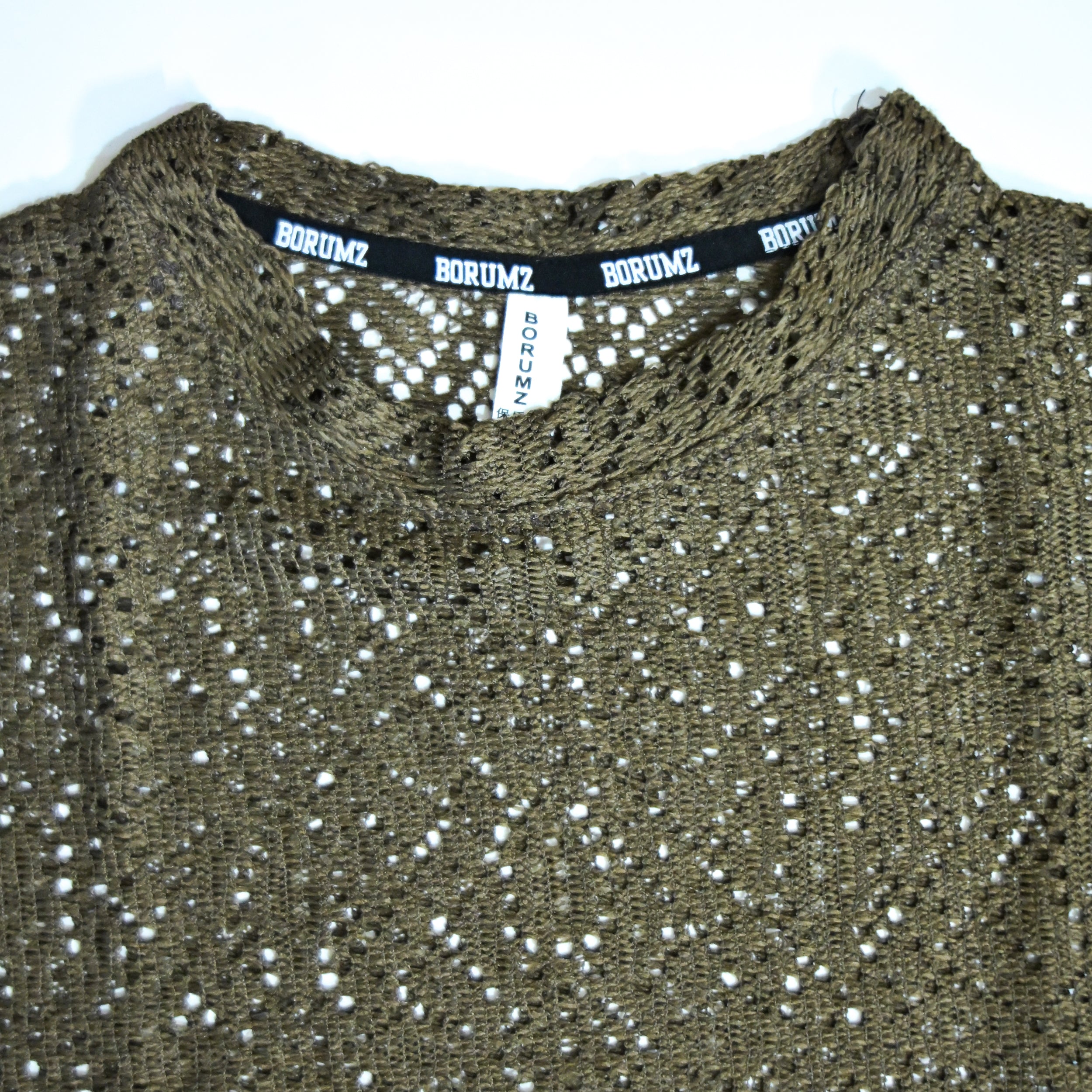 Summer Mesh Knit T-Shirt - Army Green | Premium Crochet Knit Oversized Tee