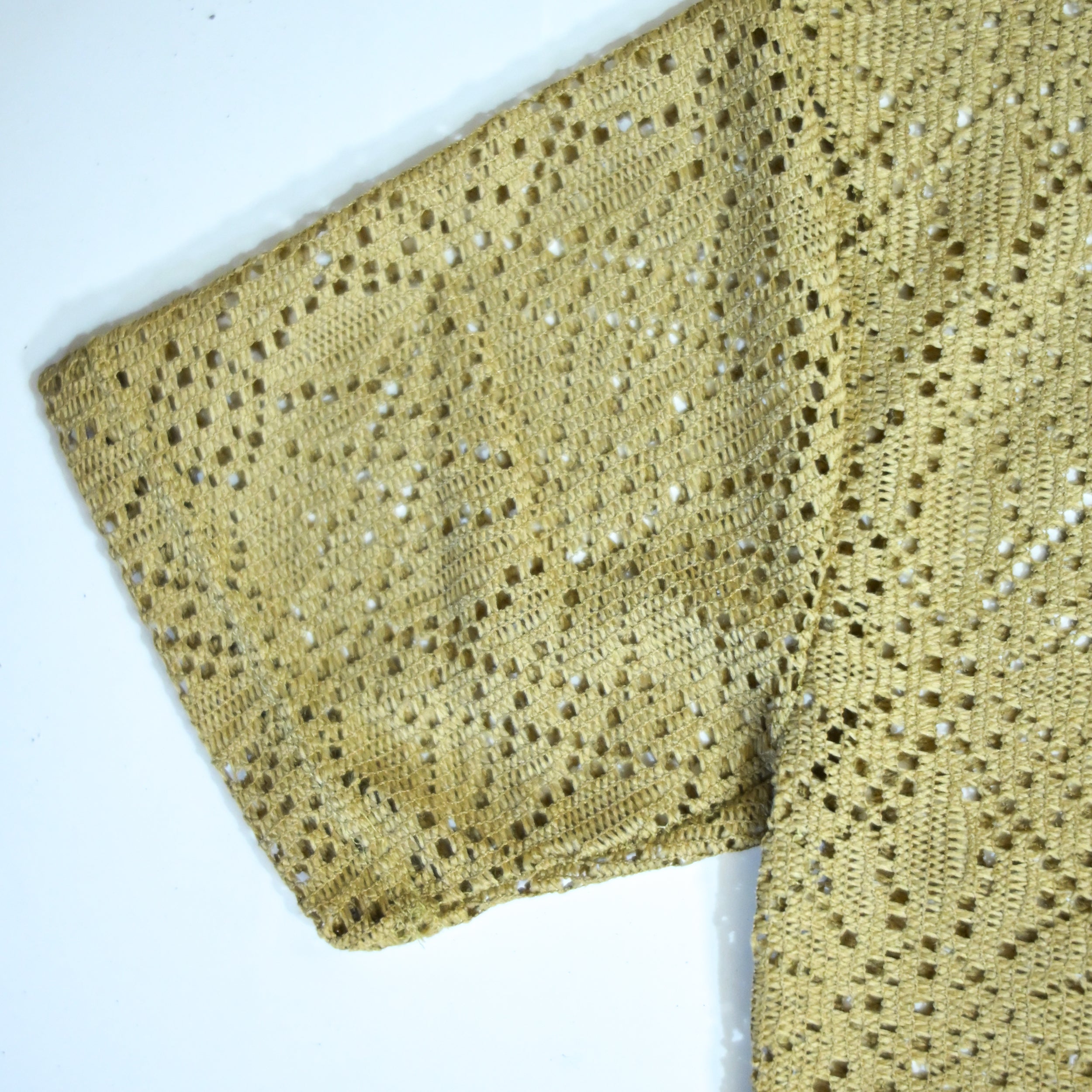 Summer Mesh Knit T-Shirt -  Mustard Gold | Premium Crochet Knit Oversized Tee