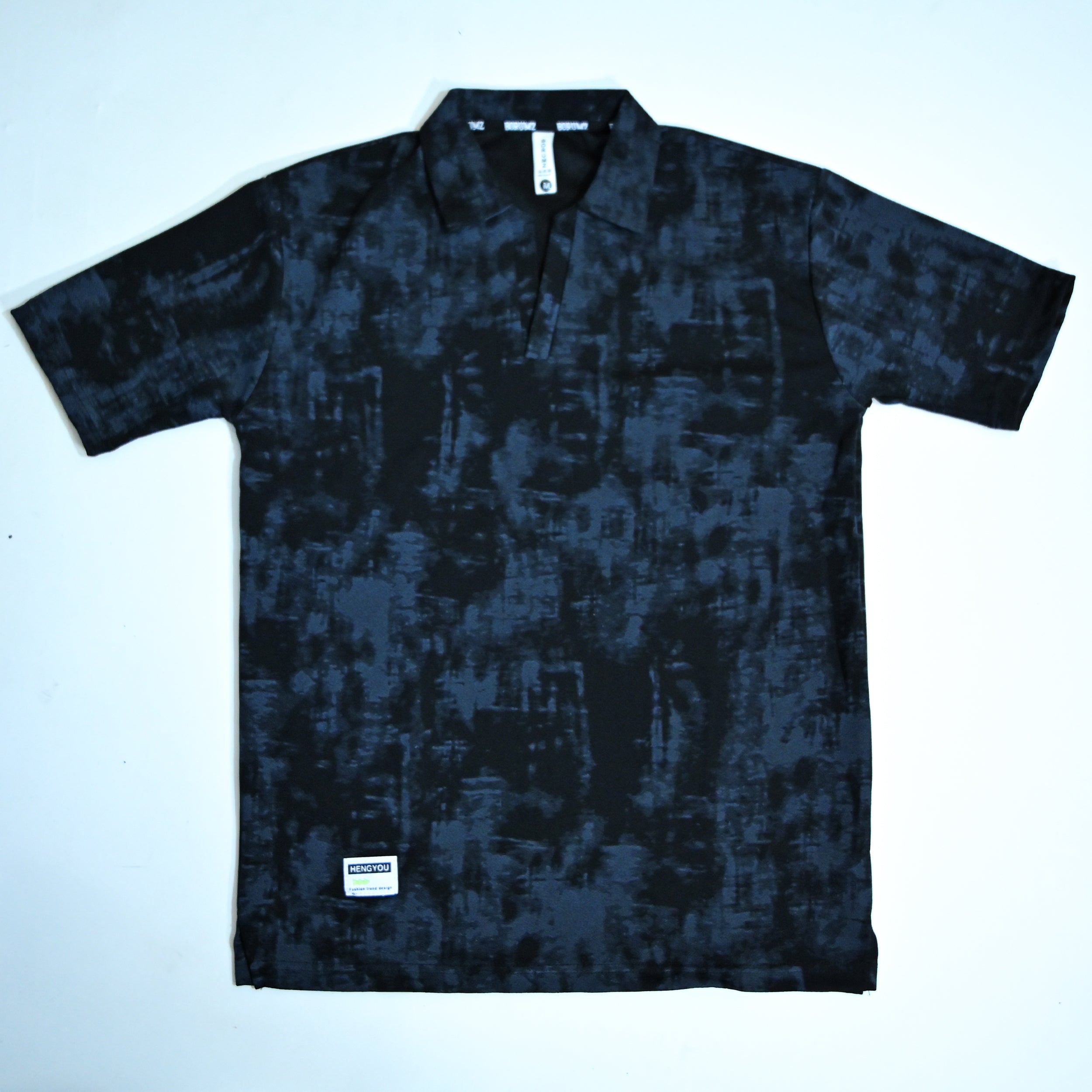 Washed Black Textured Polo Shirt | Premium Casual Polo