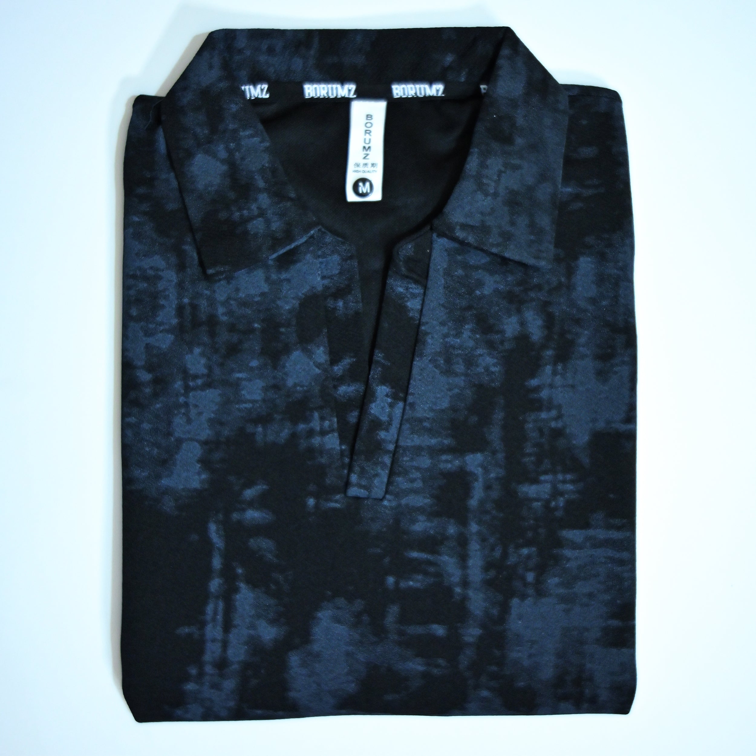 Washed Black Textured Polo Shirt | Premium Casual Polo