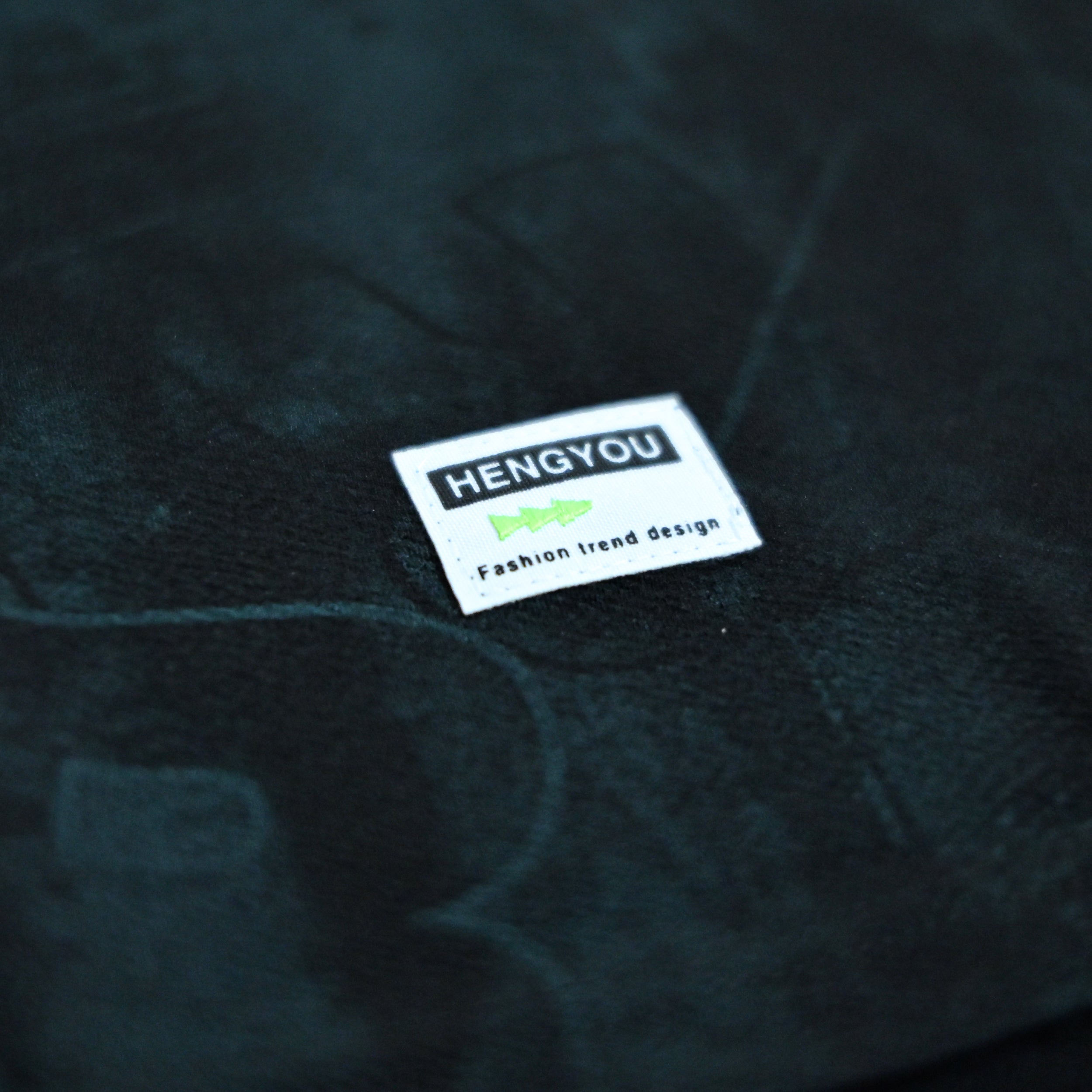 Black Abstract Print Johnny Collar Polo