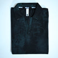 Black Abstract Print Johnny Collar Polo
