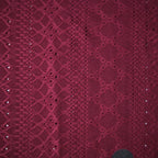 Embroidered Eyelet Drop Shoulder T-Shirt - Deep Maroon