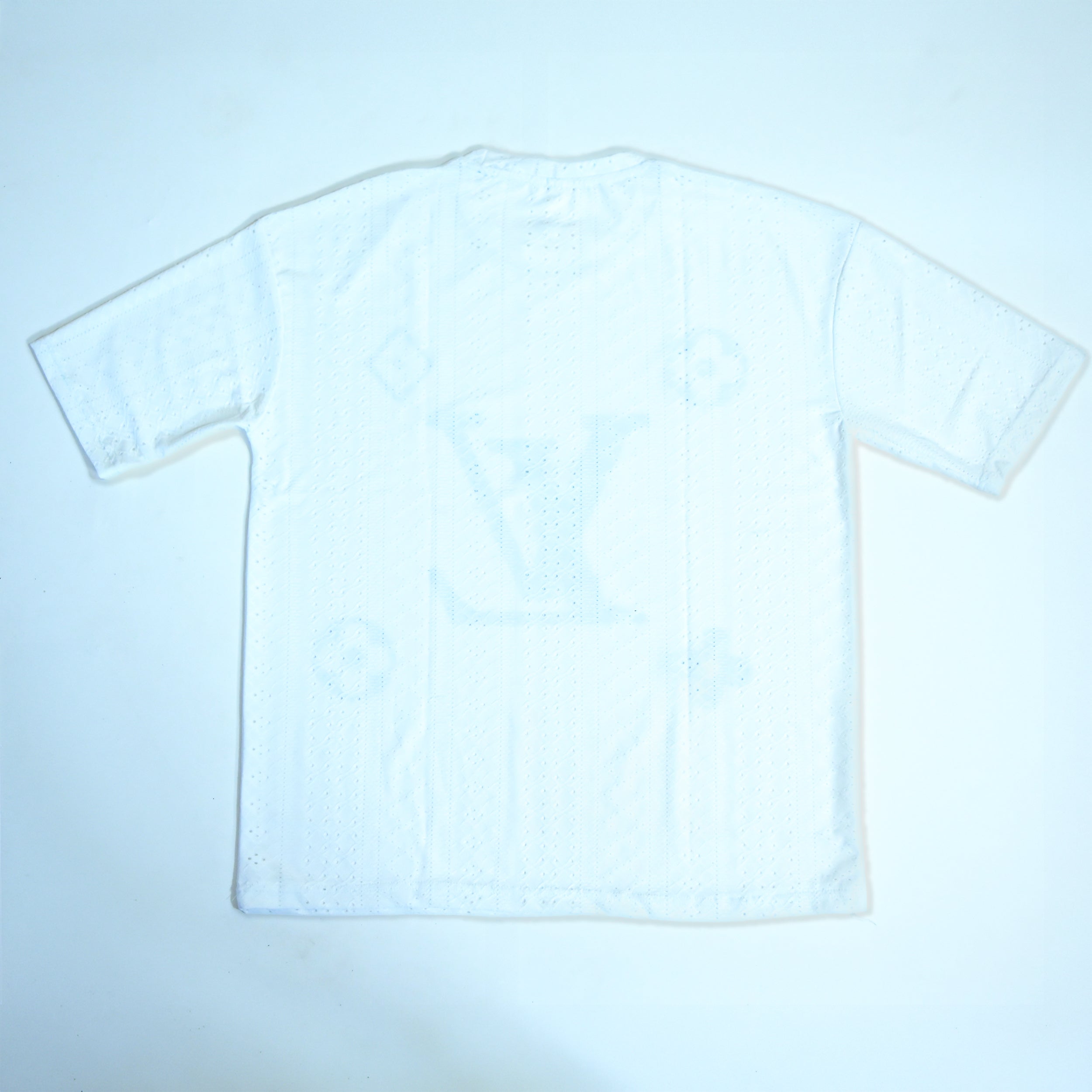 Premium Embroidered Eyelet Drop Shoulder T-Shirt - White
