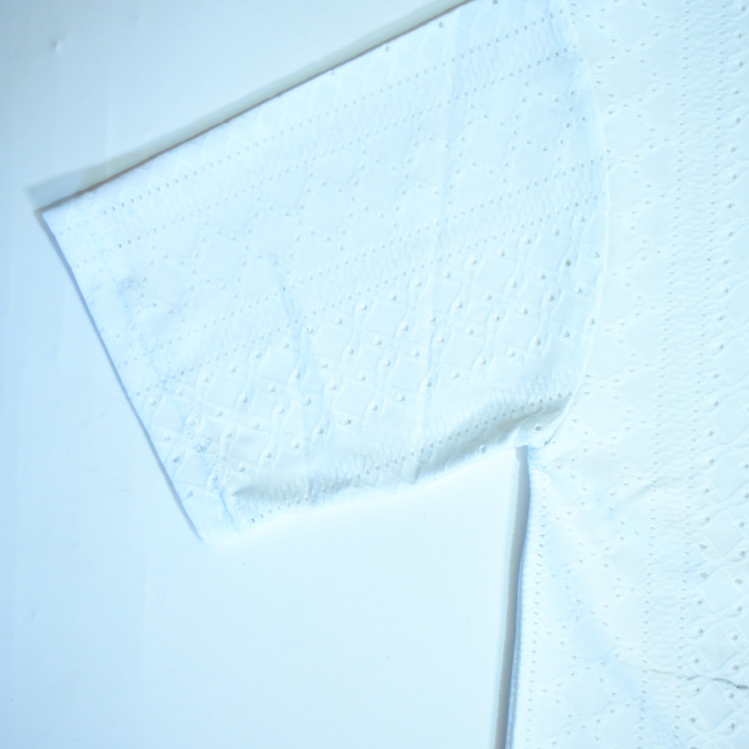 Premium Embroidered Eyelet Drop Shoulder T-Shirt - White