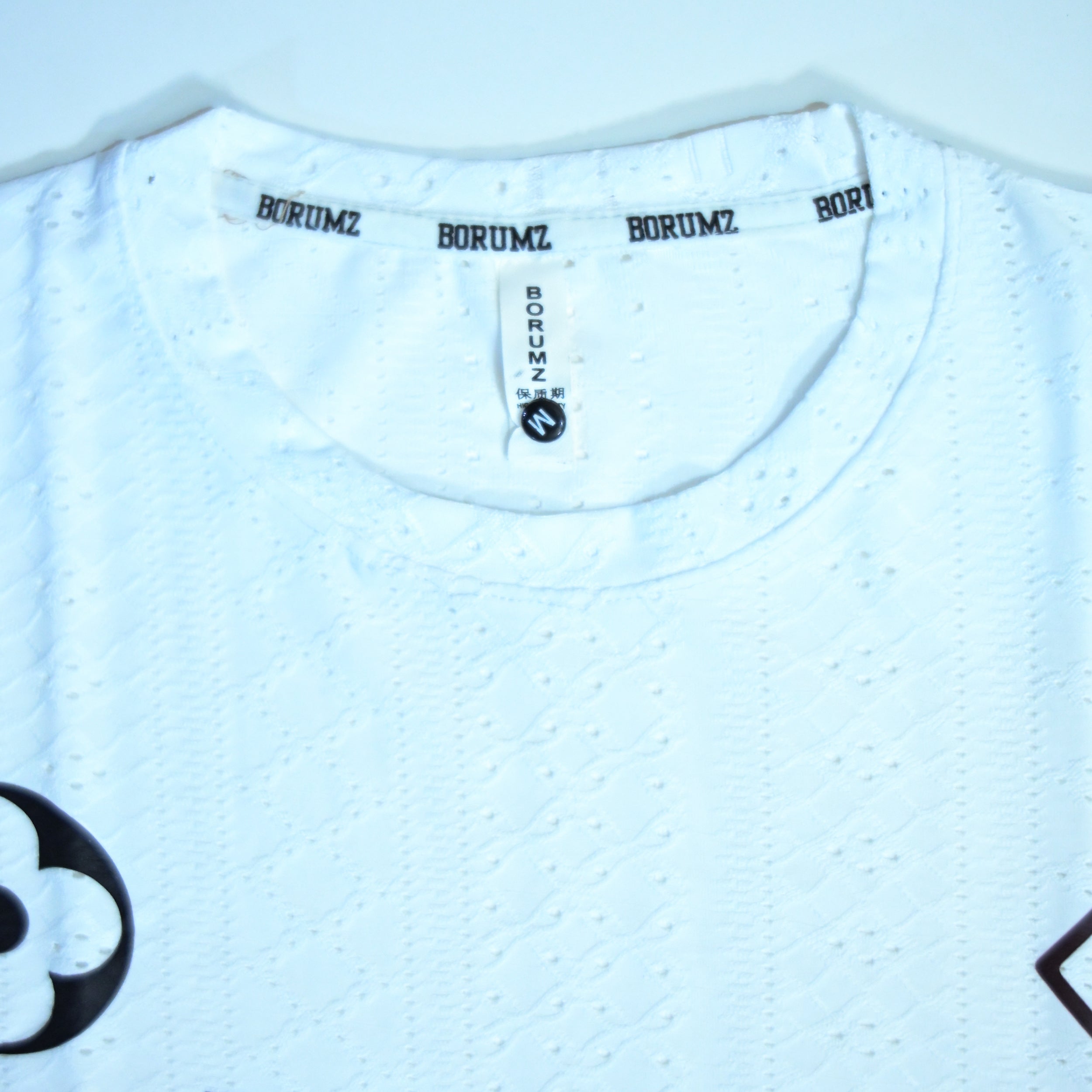 Premium Embroidered Eyelet Drop Shoulder T-Shirt - White