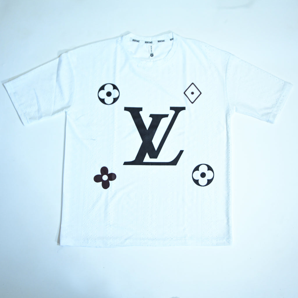 Premium Embroidered Eyelet Drop Shoulder T-Shirt - White