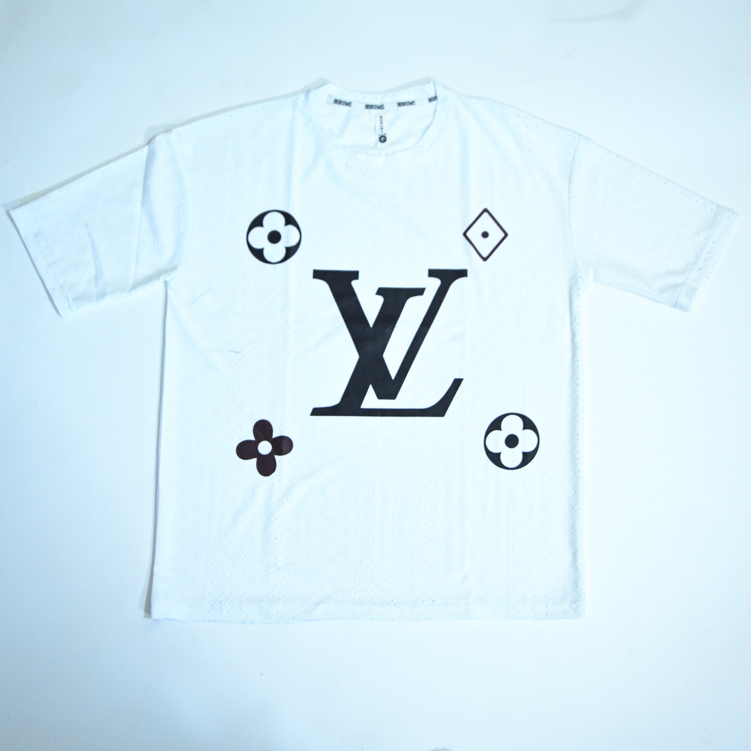 Premium Embroidered Eyelet Drop Shoulder T-Shirt - White