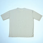 Embroidered Eyelet Drop Shoulder T-Shirt - Beige