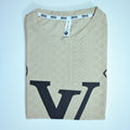Premium Embroidered Eyelet Drop Shoulder T-Shirt - Beige
