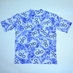 Abstract Logo Print Oversized T-Shirt – Blue & White