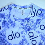 Abstract Logo Print Oversized T-Shirt – Blue & White