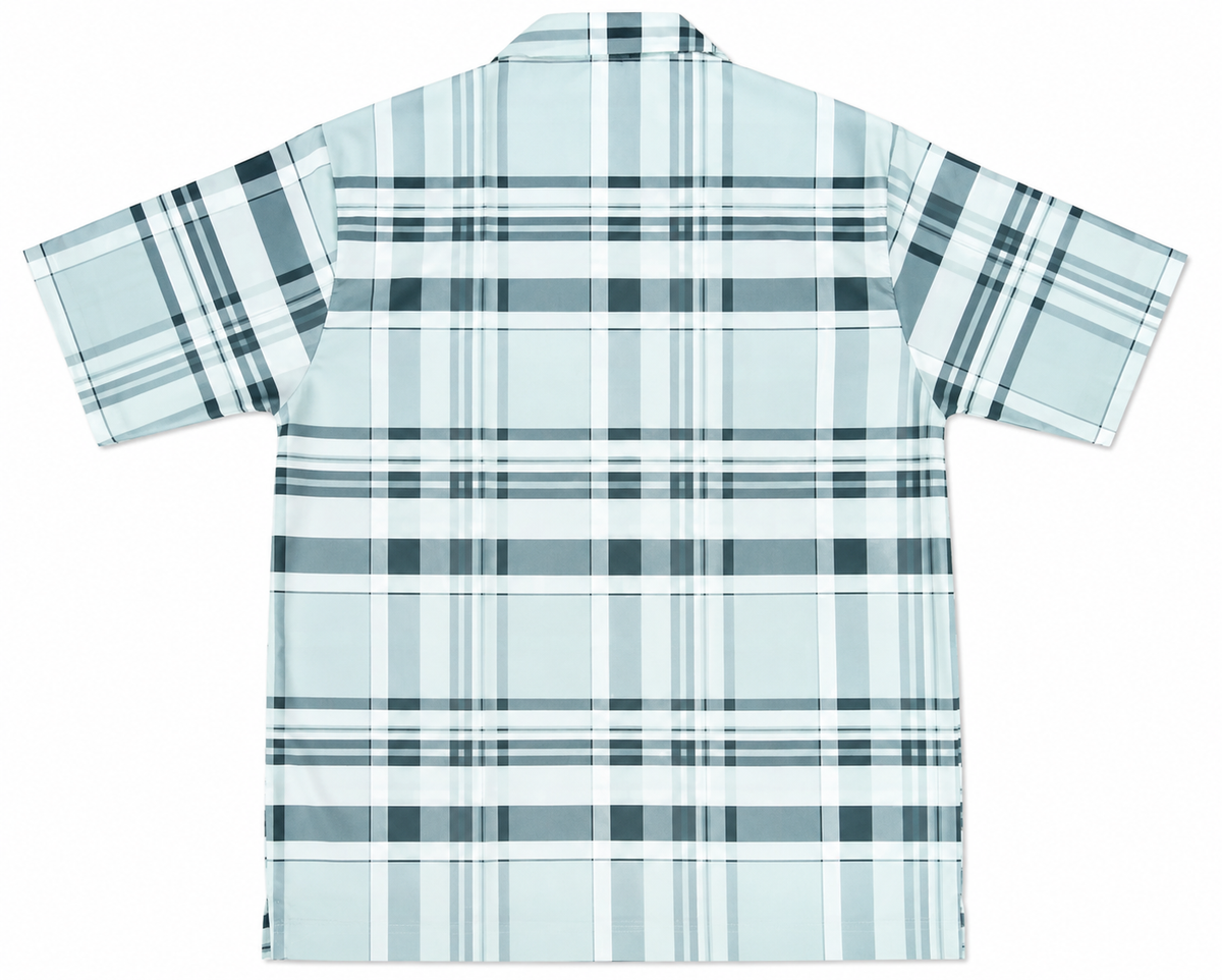 Men’s Green Stretch Check Half-Button Shirt