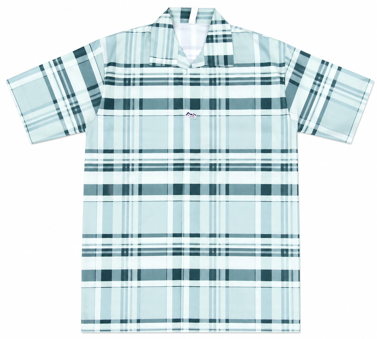 Men’s Green Stretch Check Half-Button Shirt