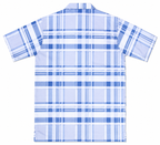 Men’s Sky Blue Stretch Check Half-Button Shirt