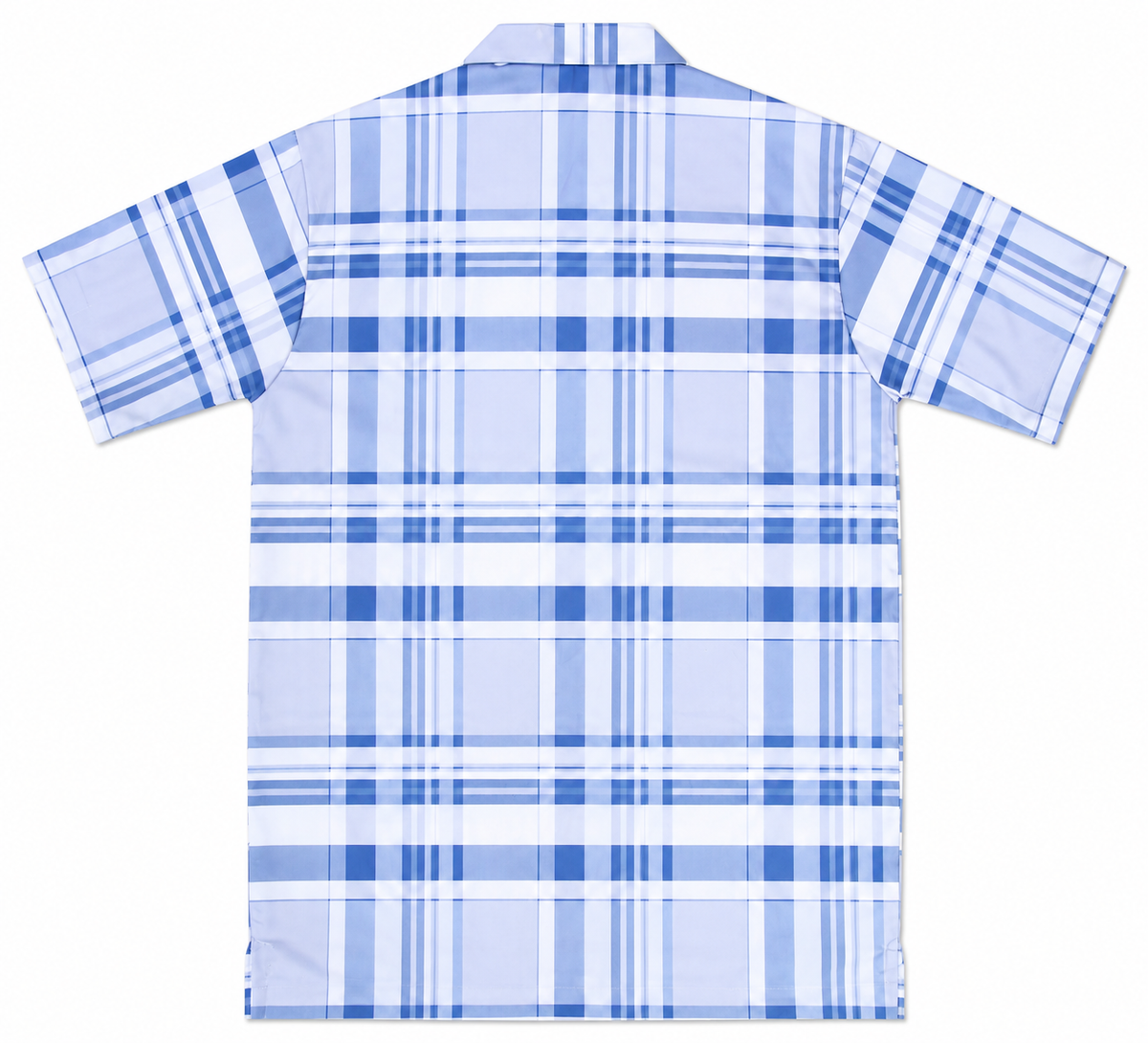 Men’s Sky Blue Stretch Check Half-Button Shirt