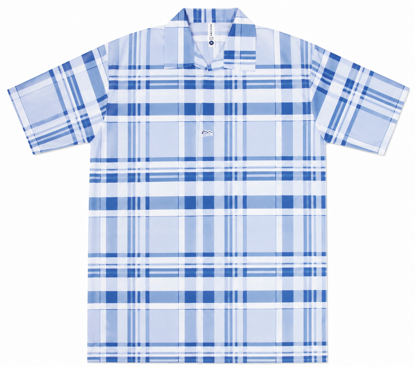 Men’s Sky Blue Stretch Check Half-Button Shirt