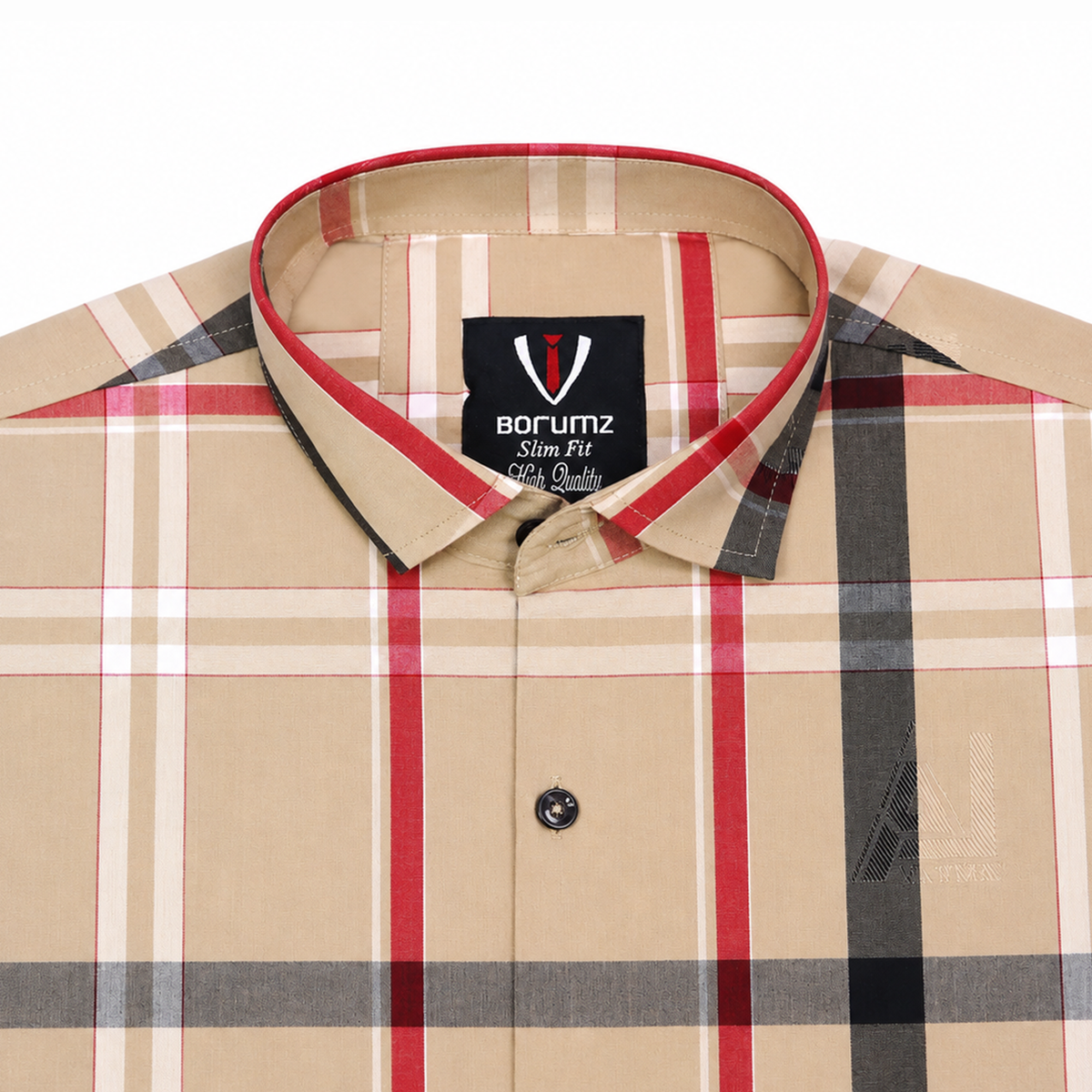 Men’s Beige Heritage Check Slim-Fit Shirt