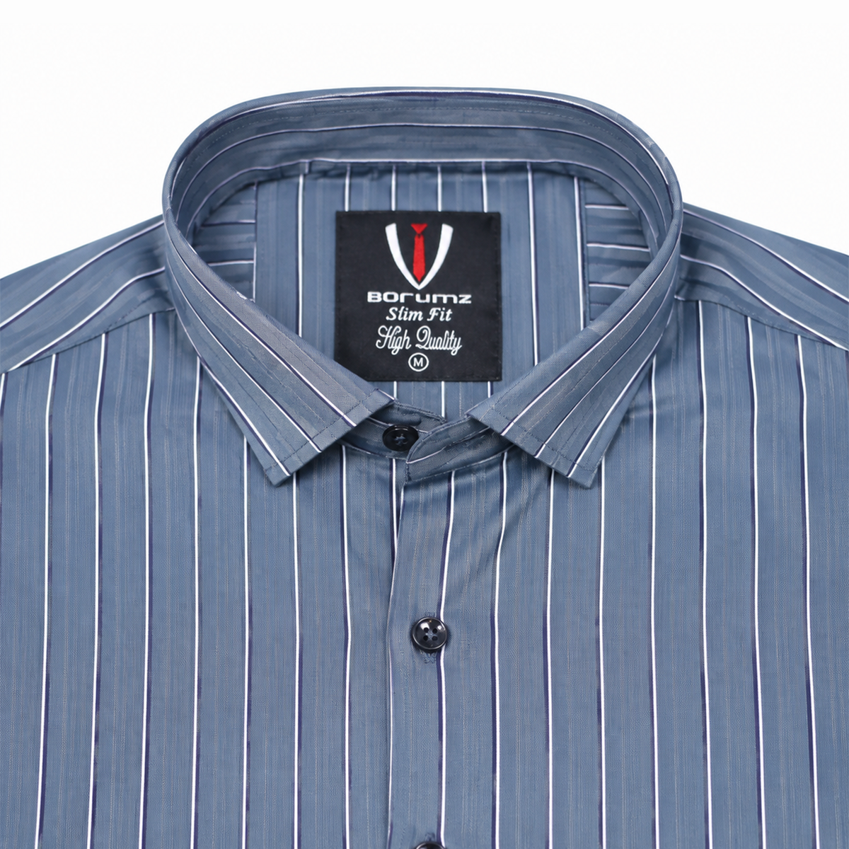 Men’s Slate Blue Striped Slim-Fit Shirt