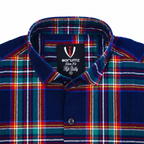 Men’s Navy Multicolour Check Slim-Fit Shirt