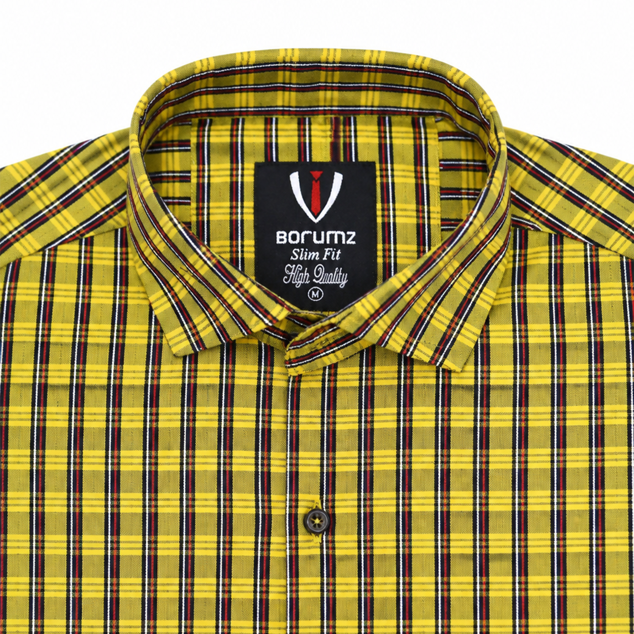 Men’s Yellow Multi-Check Slim-Fit Shirt
