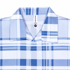 Men’s Sky Blue Stretch Check Half-Button Shirt
