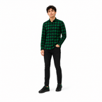 Men’s Black & Green Check Slim-Fit Shirt